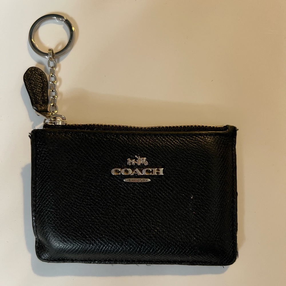 Coach Black Leather Keychain Pouch